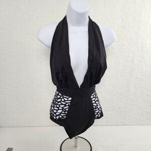 Swimsuit Sexy Lowcut Cutouts Black Thin Women's Small